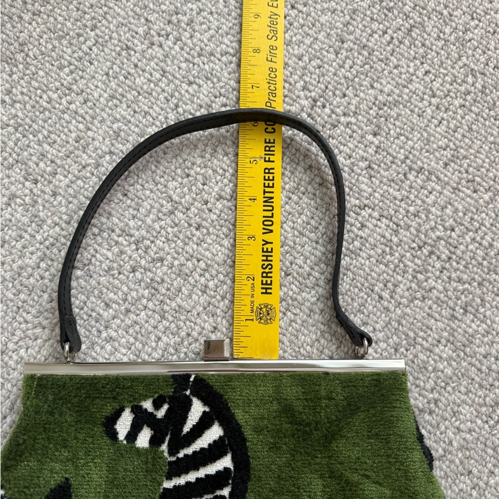Stunning Green Zebra Chenille Top-Handle Women’s Bag NWT - Picture 7 of 10
